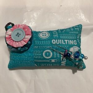 Teal and Pink Quilting Pin Cushion
